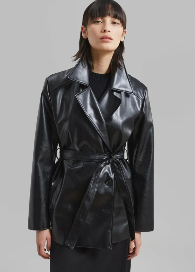Women The Frankie Shop Sawyer Faux Leather Jacket 8211 Black Black