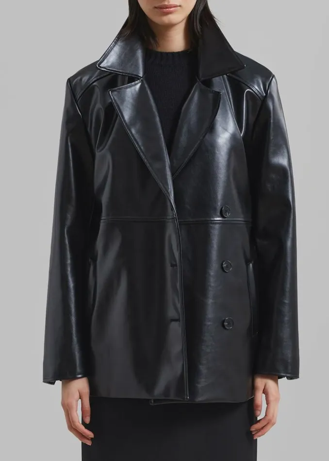 Women The Frankie Shop Sawyer Faux Leather Jacket 8211 Black Black