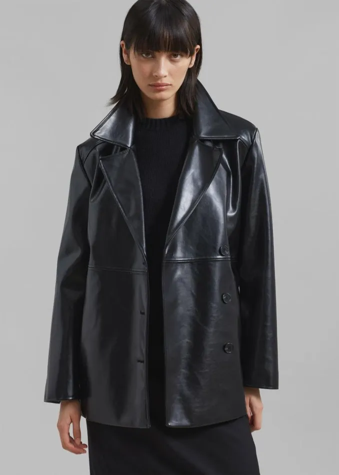 Women The Frankie Shop Sawyer Faux Leather Jacket 8211 Black Black