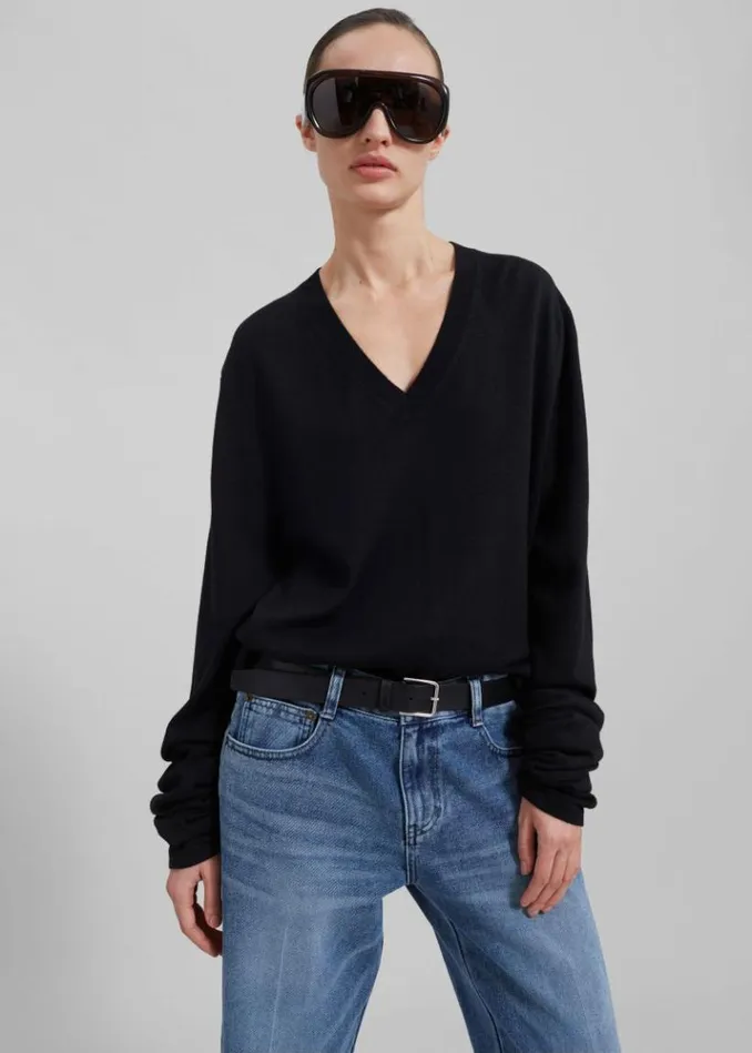 Women The Frankie Shop Selma Extra Long Sleeve Merino Wool Pullover 8211 Black Black
