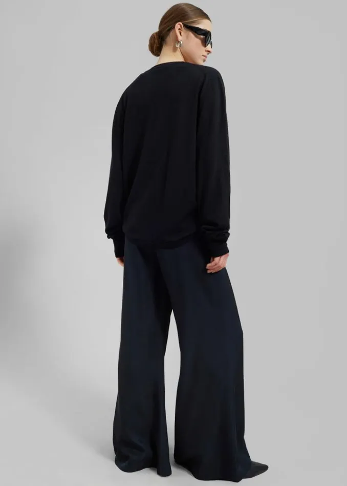 Women The Frankie Shop Selma Extra Long Sleeve Merino Wool Pullover 8211 Black Black