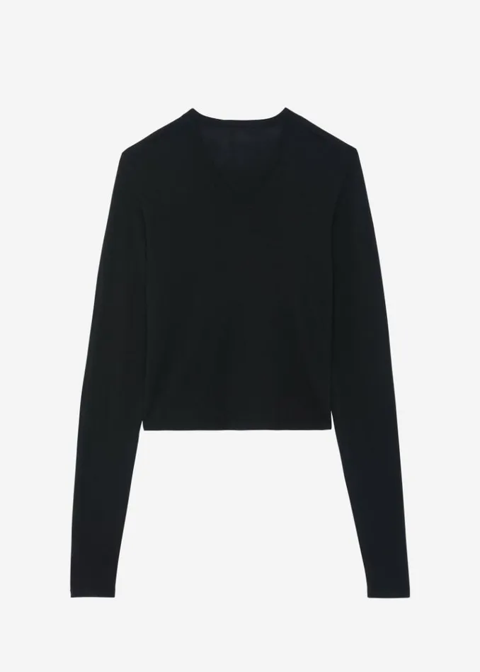 Women The Frankie Shop Selma Extra Long Sleeve Merino Wool Pullover 8211 Black Black
