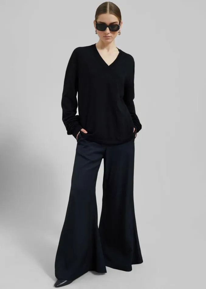 Women The Frankie Shop Selma Extra Long Sleeve Merino Wool Pullover 8211 Black Black
