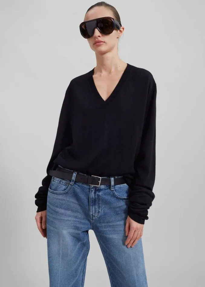 Women The Frankie Shop Selma Extra Long Sleeve Merino Wool Pullover 8211 Black Black