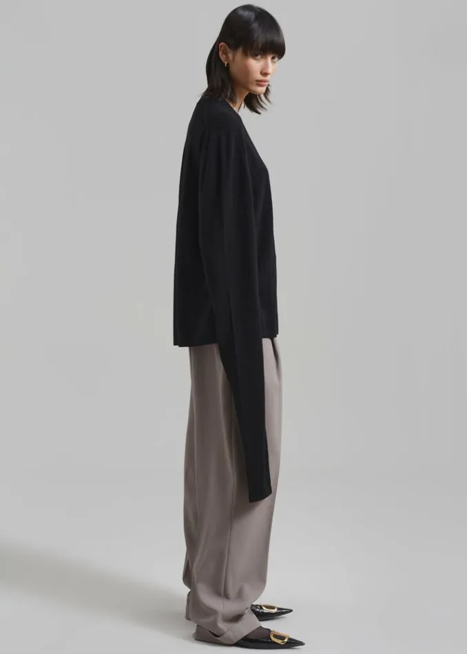 Women The Frankie Shop Selma Extra Long Sleeve Merino Wool Pullover 8211 Black Black