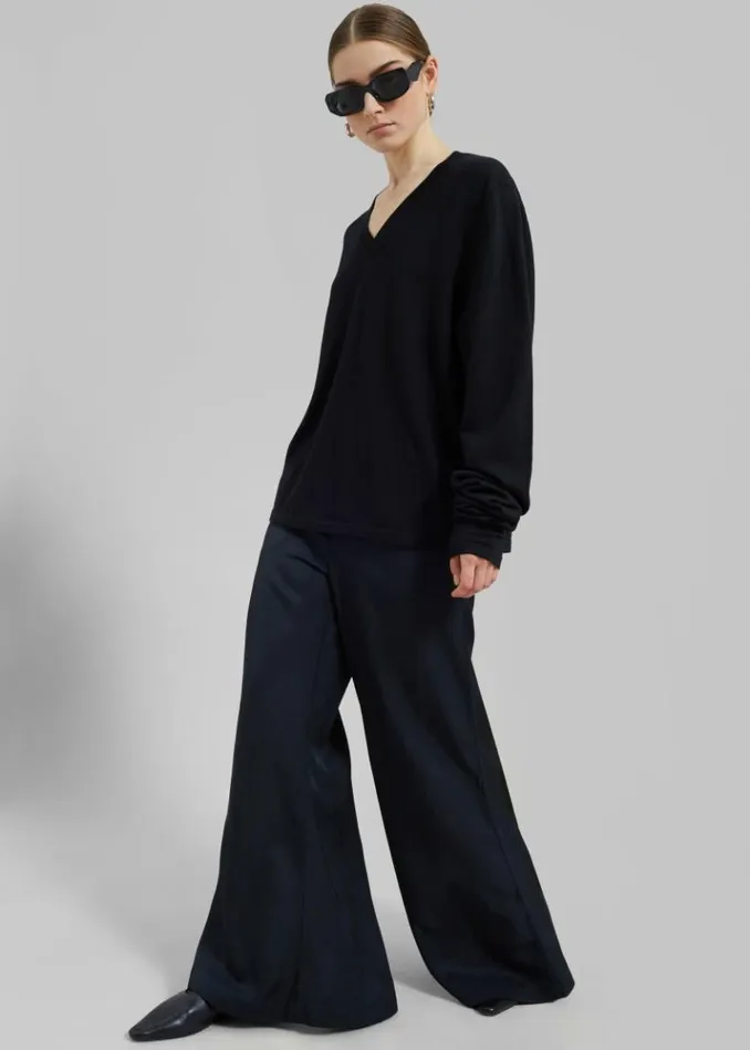 Women The Frankie Shop Selma Extra Long Sleeve Merino Wool Pullover 8211 Black Black
