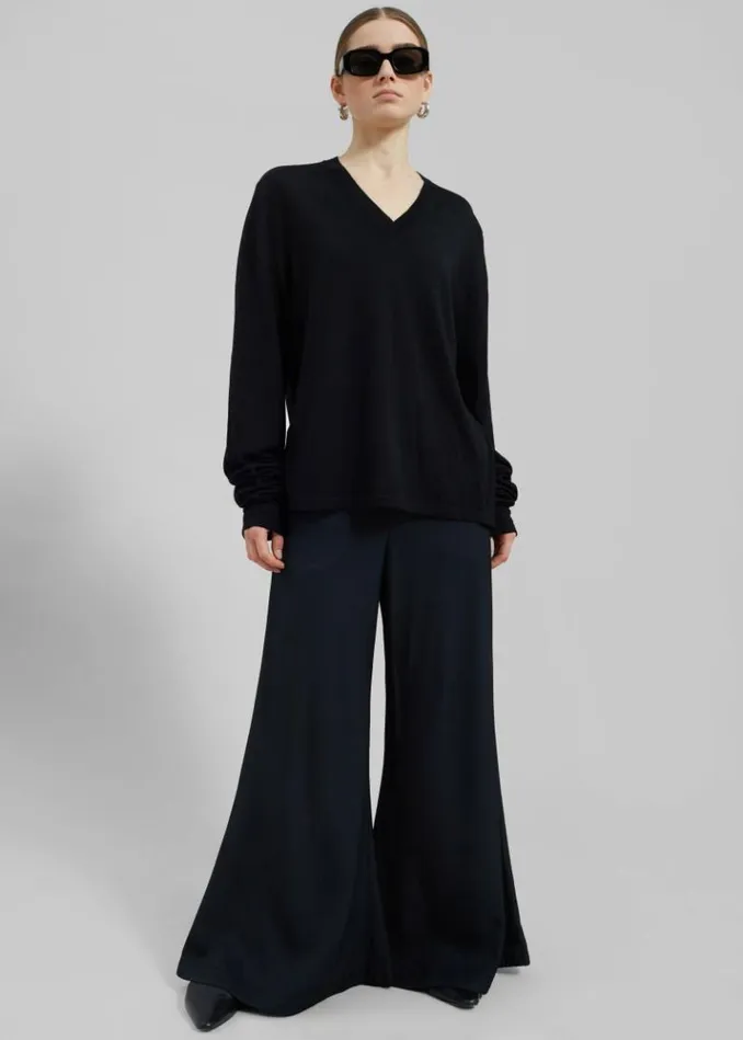 Women The Frankie Shop Selma Extra Long Sleeve Merino Wool Pullover 8211 Black Black