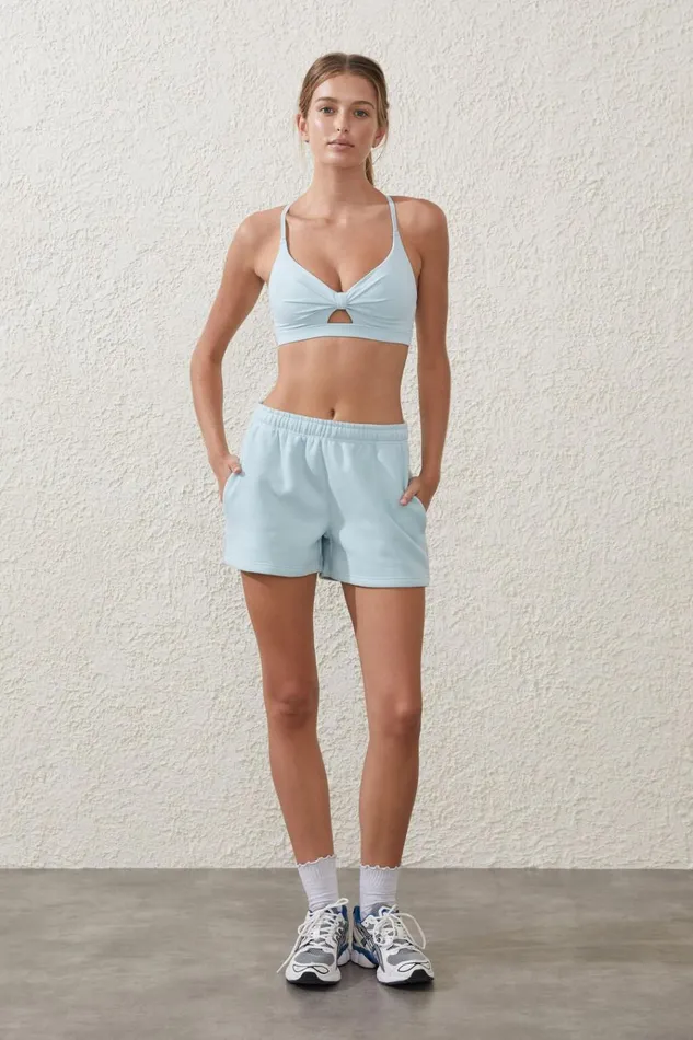 Women Tops Cotton On Active Core Twist Front Crop Starlight Cloud