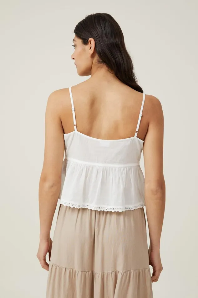 Women Tops Cotton On Bella Lace Cami White