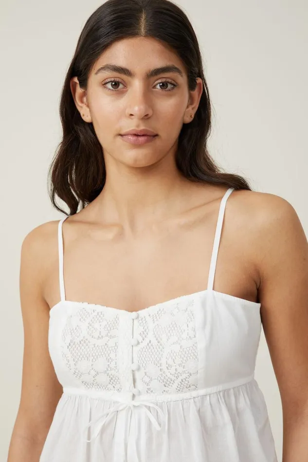 Women Tops Cotton On Bella Lace Cami White