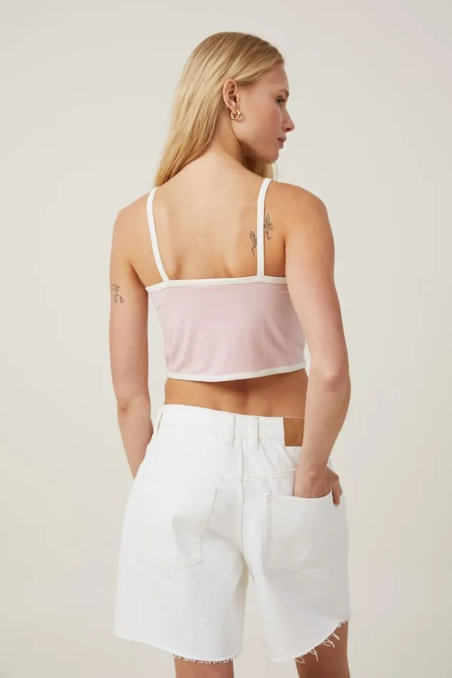 Women Tops Cotton On Billi High Neck Tank Chalk Pink