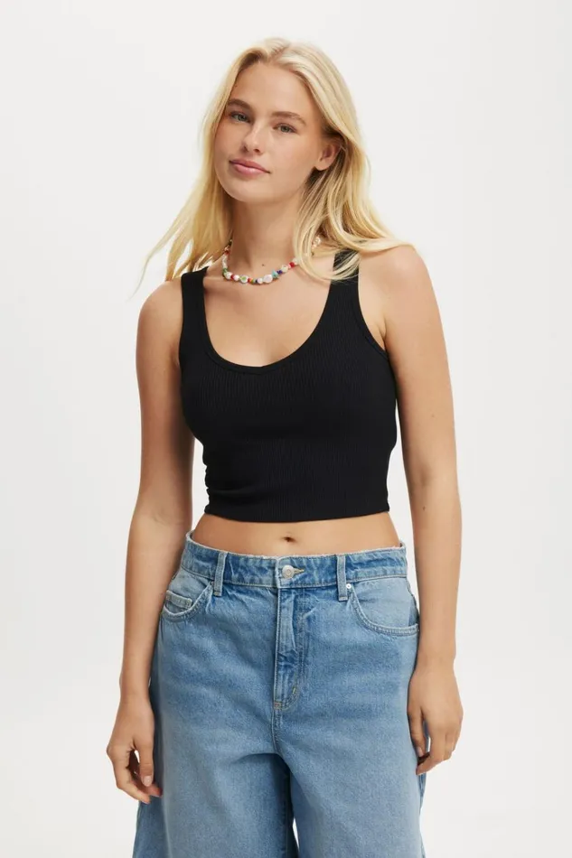 Women Tops Cotton On Bondi Tank Black