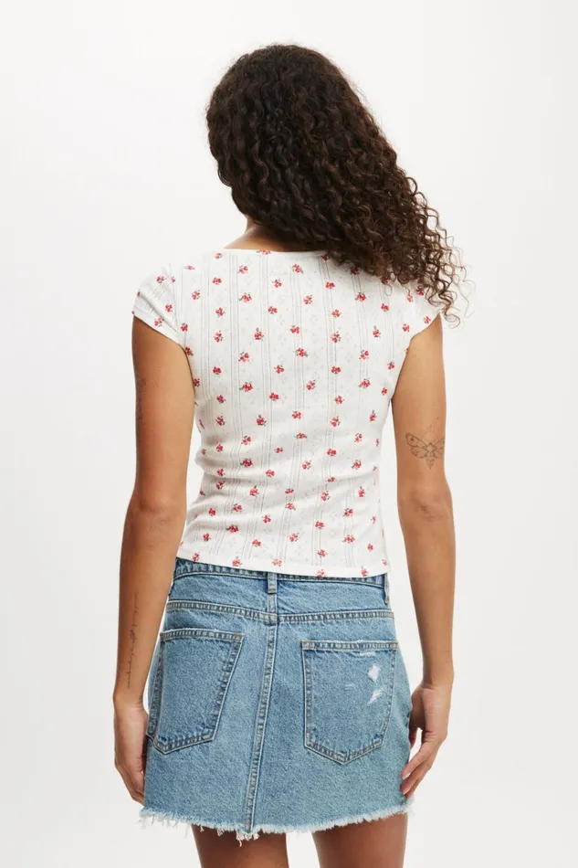 Women Tops Cotton On Darcie Scoop Neck Short Sleeve Top Bobbi Ditsy Cherry Rouge Women Tops Cotton On Darcie Scoop Neck Short Sleeve Top Bobbi Ditsy Cherry Rouge