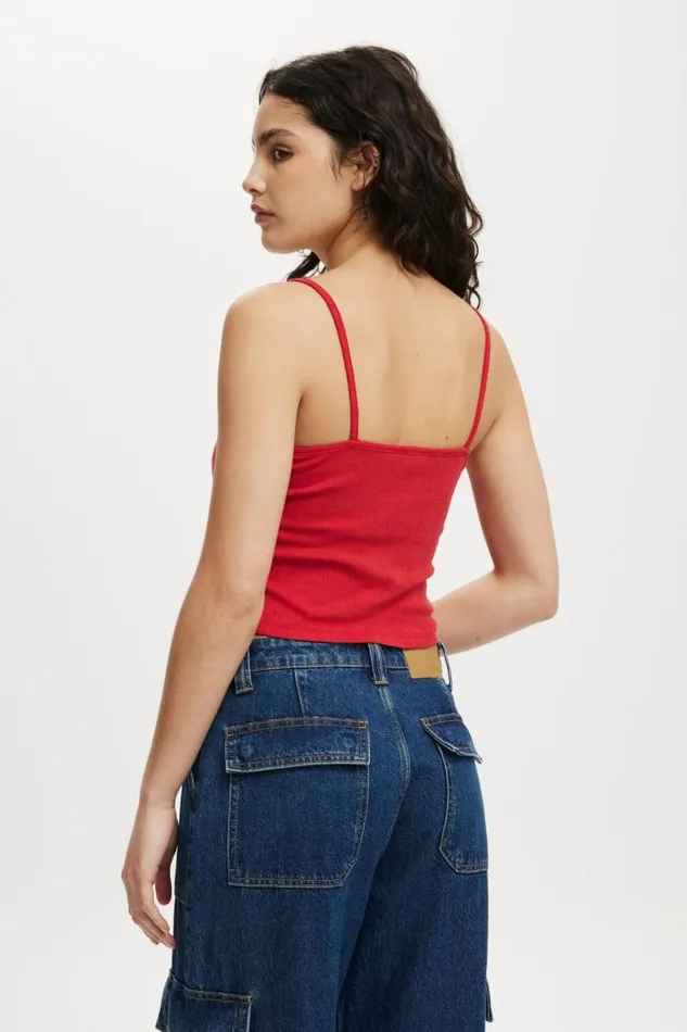 Women Tops Cotton On Darcie Strappy Cami Crimson Kiss