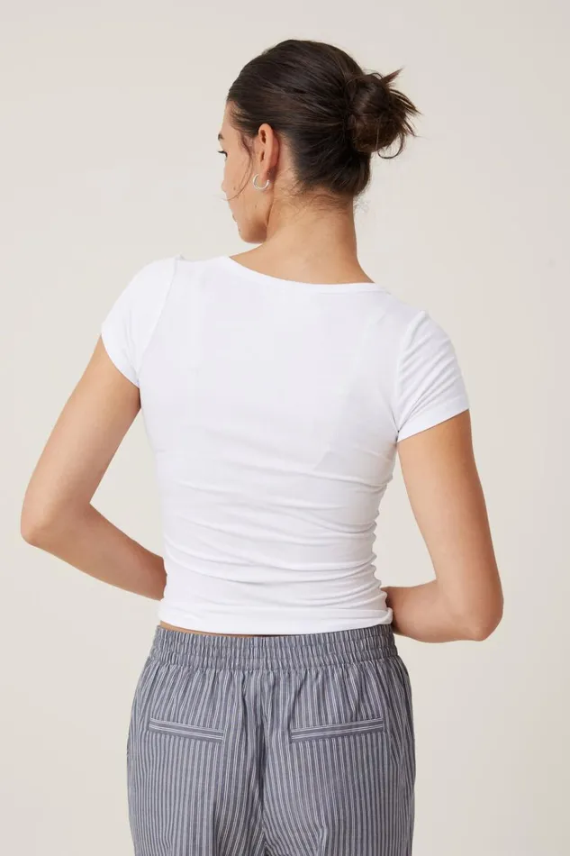 Women Tops Cotton On Staple Rib Scoop Neck Short Sleeve Top White Ii Women Tops Cotton On Staple Rib Scoop Neck Short Sleeve Top White Ii