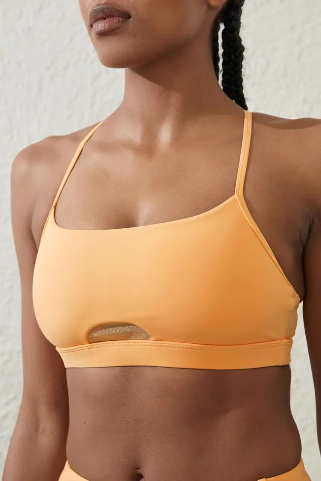 Women Tops Cotton On Ultra Luxe Mesh Strappy Crop Peachy Dream