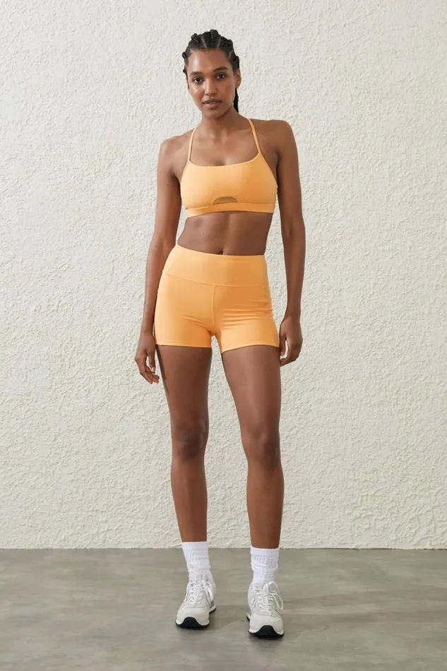 Women Tops Cotton On Ultra Luxe Mesh Strappy Crop Peachy Dream
