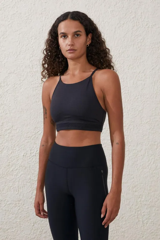 Women Tops Cotton On Ultra Soft Elastic Hem Crop Black