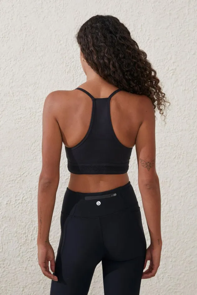 Women Tops Cotton On Ultra Soft Elastic Hem Crop Black