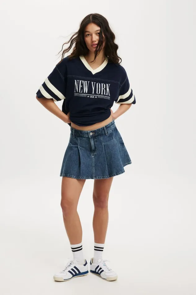 Women Tops Cotton On V Neck Oversized Graphic Tee New York Team Usa Winter Night Women Tops Cotton On V Neck Oversized Graphic Tee New York Team Usa Winter Night