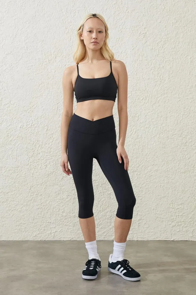 Women Tops Cotton On Workout Yoga Crop Black Core