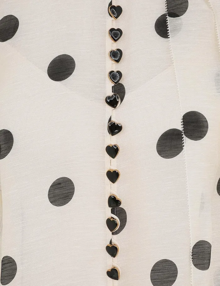 Women Tops Zimmermann Crush Tie Neck Ruffle Blouse Creamblack Dot