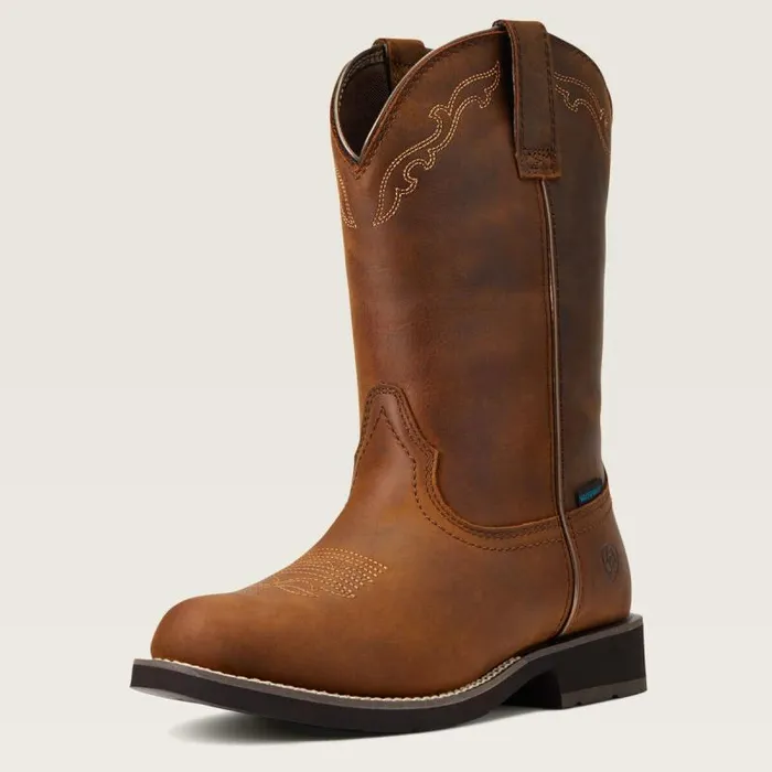 Women Western Boots Ariat Delilah Round Toe Waterproof Western Boot Distressed Brown
