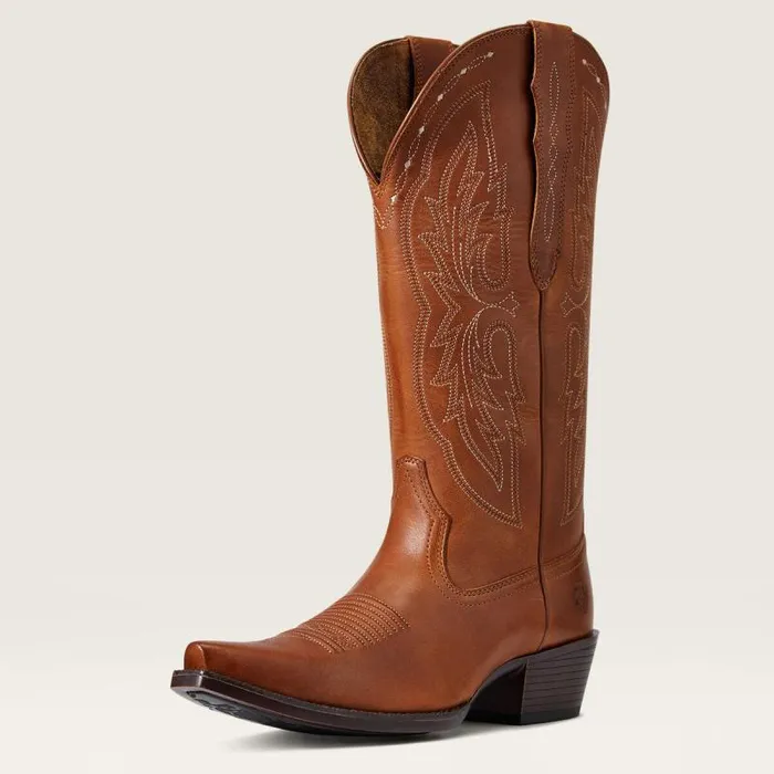 Women Western Boots Ariat Heritage X Toe Elastic Wide Calf Western Boot Treasured Tan