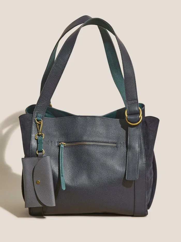 Women White Stuff Bags And Purses Hannah Leather Tote Bag Dark Navy