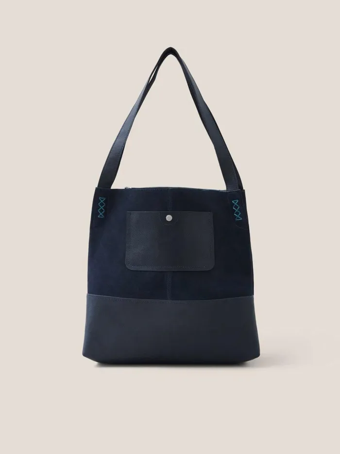 Women White Stuff Bags And Purses Hettie Leather Tote Dark Navy
