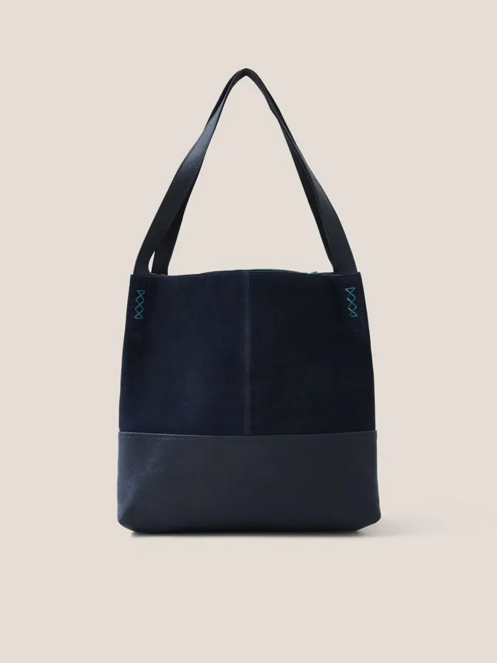 Women White Stuff Bags And Purses Hettie Leather Tote Dark Navy