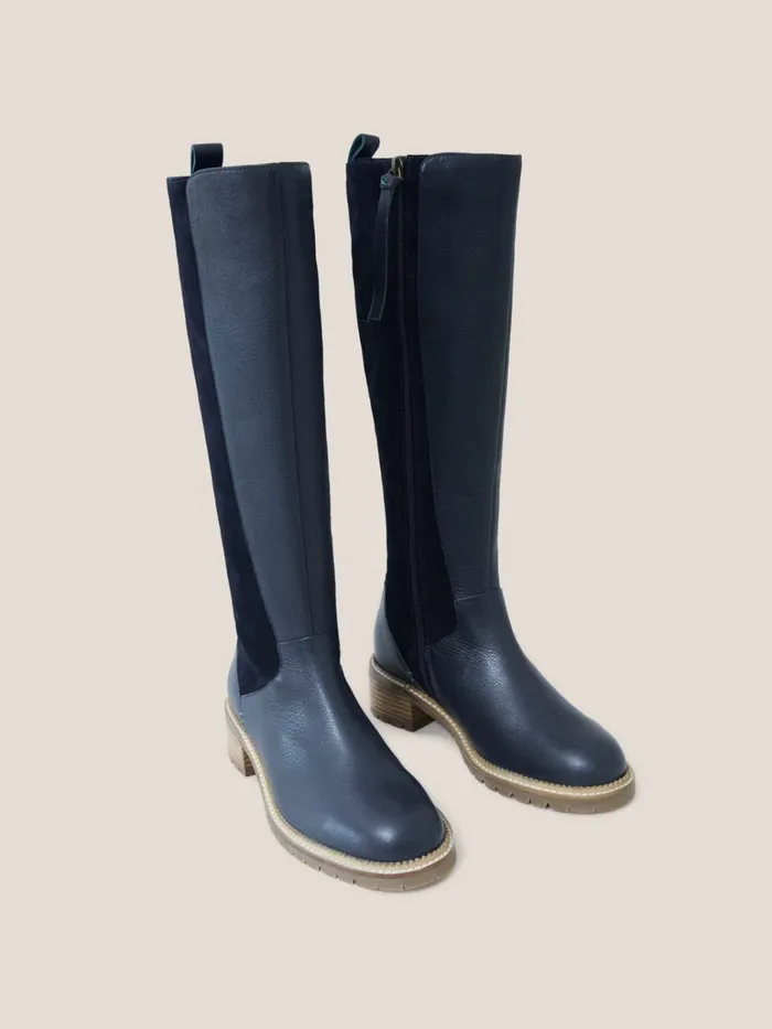 Women White Stuff BOOTS 15 OFF Leather Serena Knee High Boot Dark Navy Women White Stuff BOOTS 15 OFF Leather Serena Knee High Boot Dark Navy