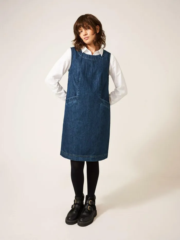 Women White Stuff Dresses Lothbury Organic Denim Pinny Mid Denim Women White Stuff Dresses Lothbury Organic Denim Pinny Mid Denim