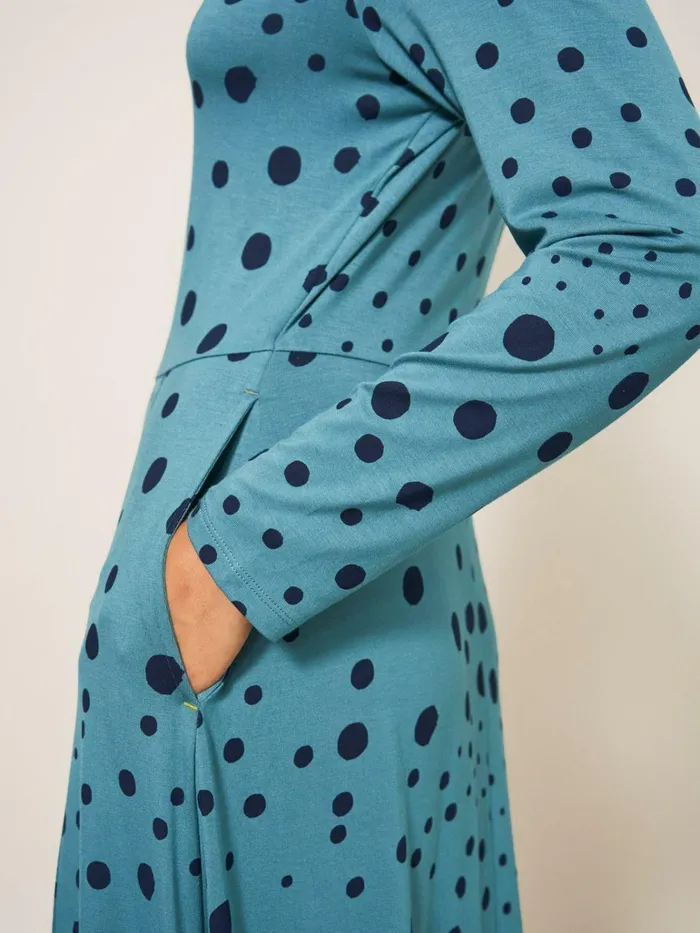 Women White Stuff Dresses Madeline Jersey Dress Teal Multi
