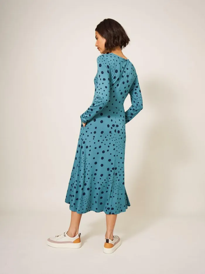 Women White Stuff Dresses Madeline Jersey Dress Teal Multi