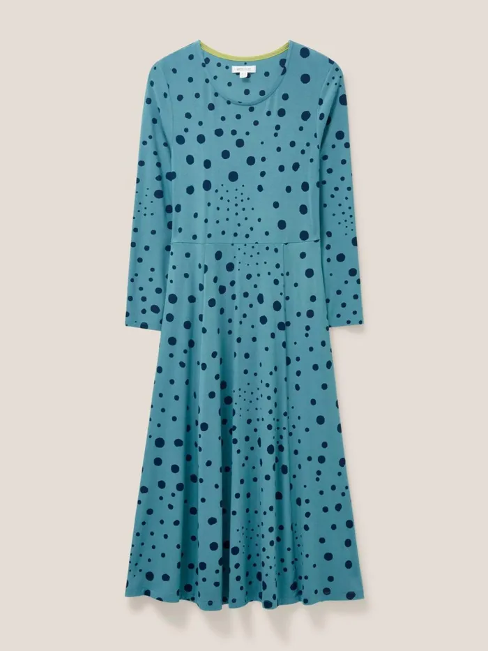 Women White Stuff Dresses Madeline Jersey Dress Teal Multi