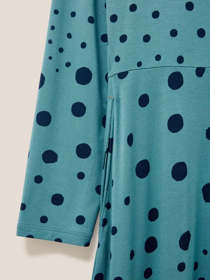 Women White Stuff Dresses Madeline Jersey Dress Teal Multi