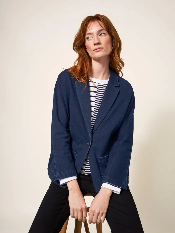 Women White Stuff Jackets And Blazers Daphne Jersey Blazer Dk Denim