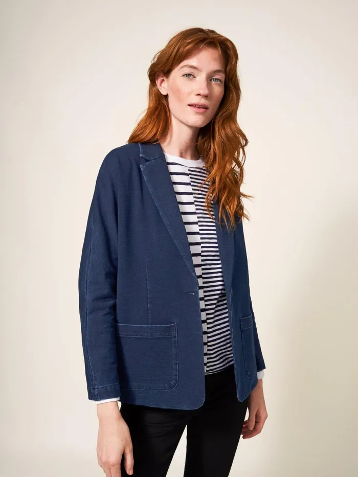 Women White Stuff Jackets And Blazers Daphne Jersey Blazer Dk Denim Women White Stuff Jackets And Blazers Daphne Jersey Blazer Dk Denim