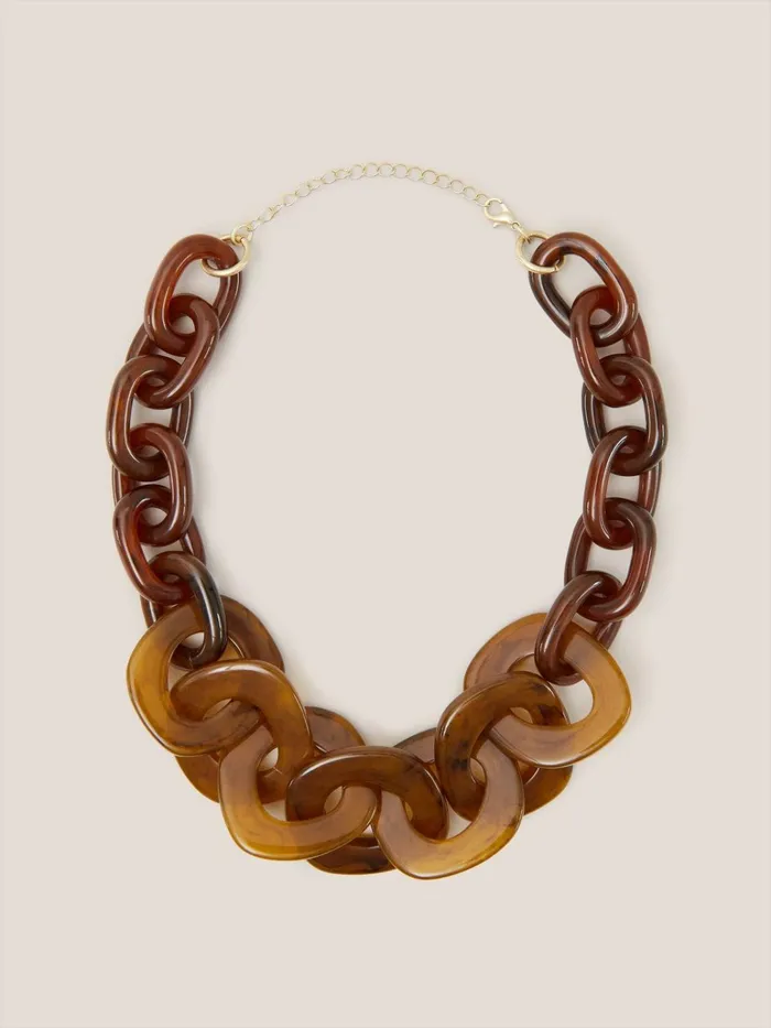 Women White Stuff Jewellery Tulip Resin Chain Necklace Brown Multi