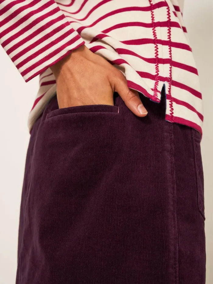 Women White Stuff Partywear Melody Organic Cord Skirt Dk Plum
