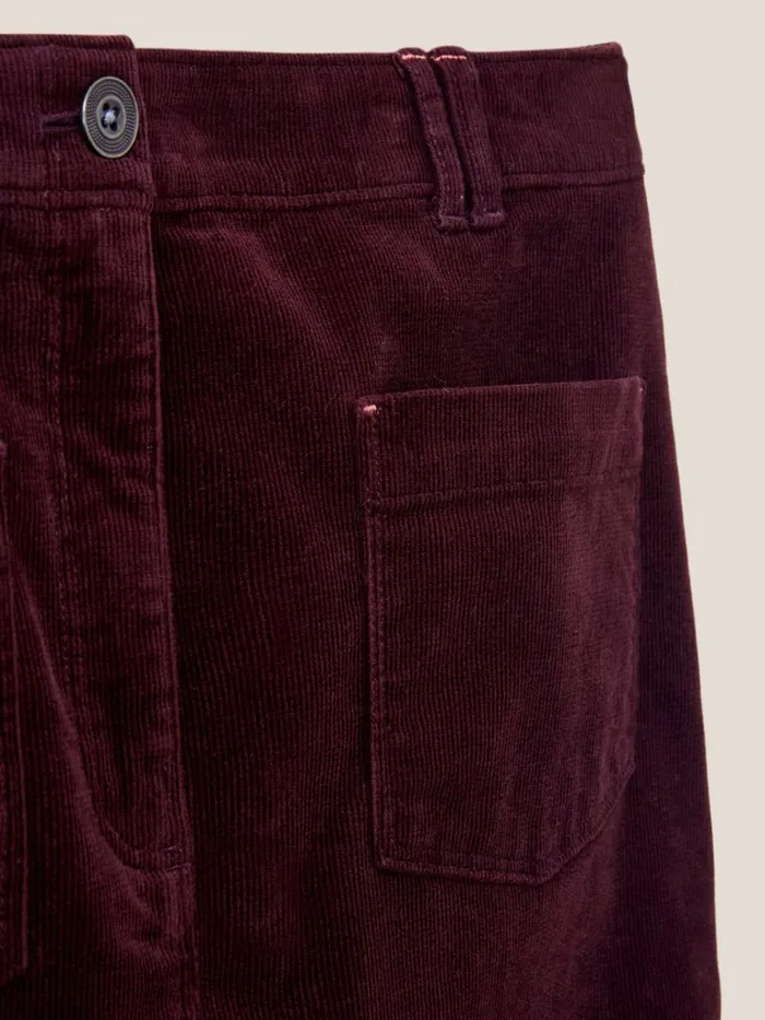 Women White Stuff Partywear Melody Organic Cord Skirt Dk Plum