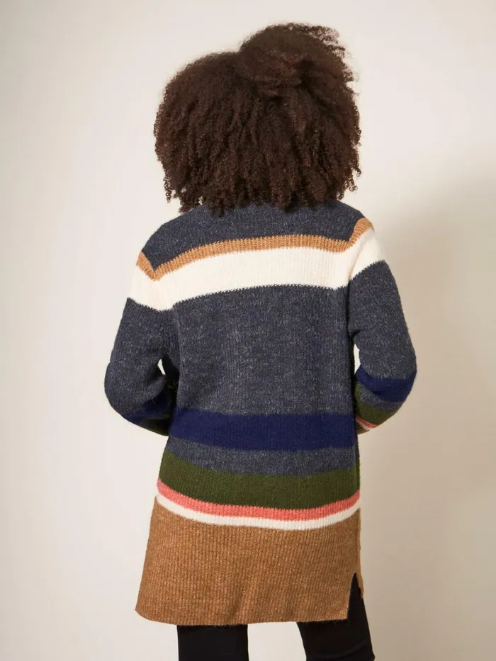 Women White Stuff Petite Clothing Erica Longline Versatile Cardi Blue Multi