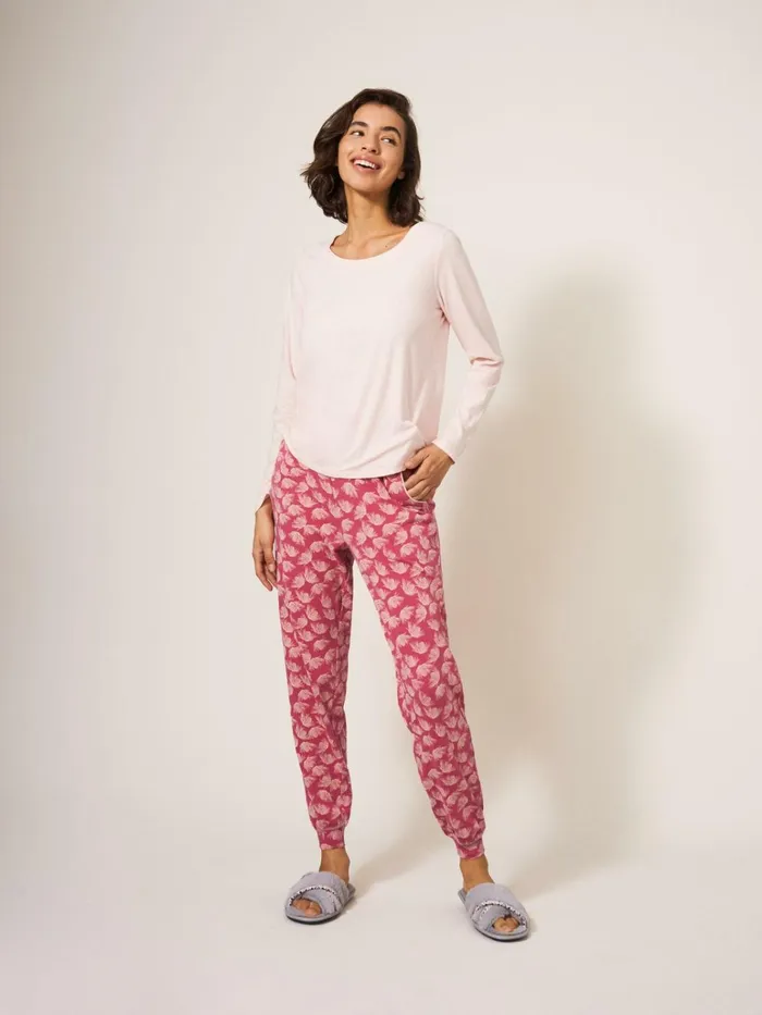 Women White Stuff Pyjamas And Nightwear Freya Jersey Jogger Pink Multi