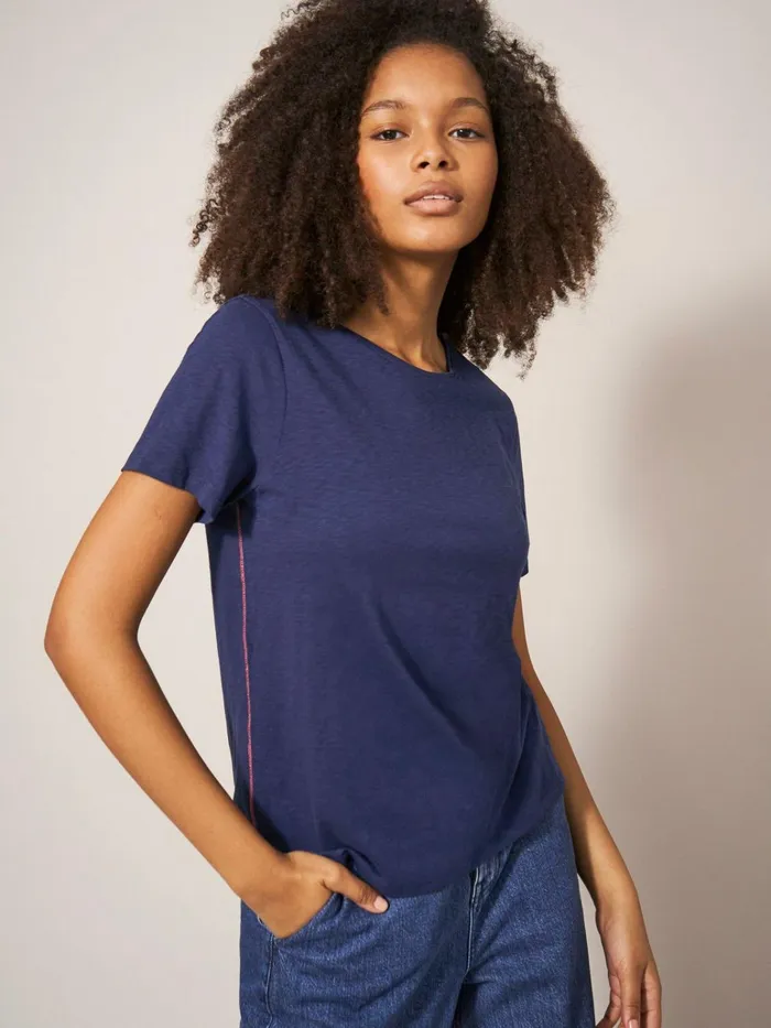 Women White Stuff Tops And Tshirts ABBIE CREW NECK TEE Dark Navy