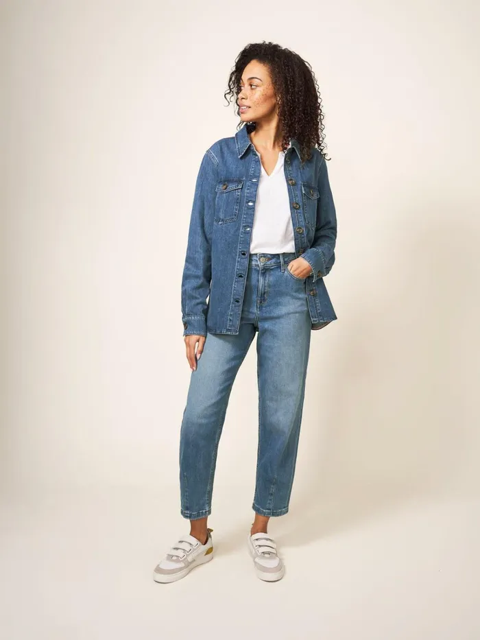 Women White Stuff Tops And Tshirts Blair Denim Shirt Mid Denim