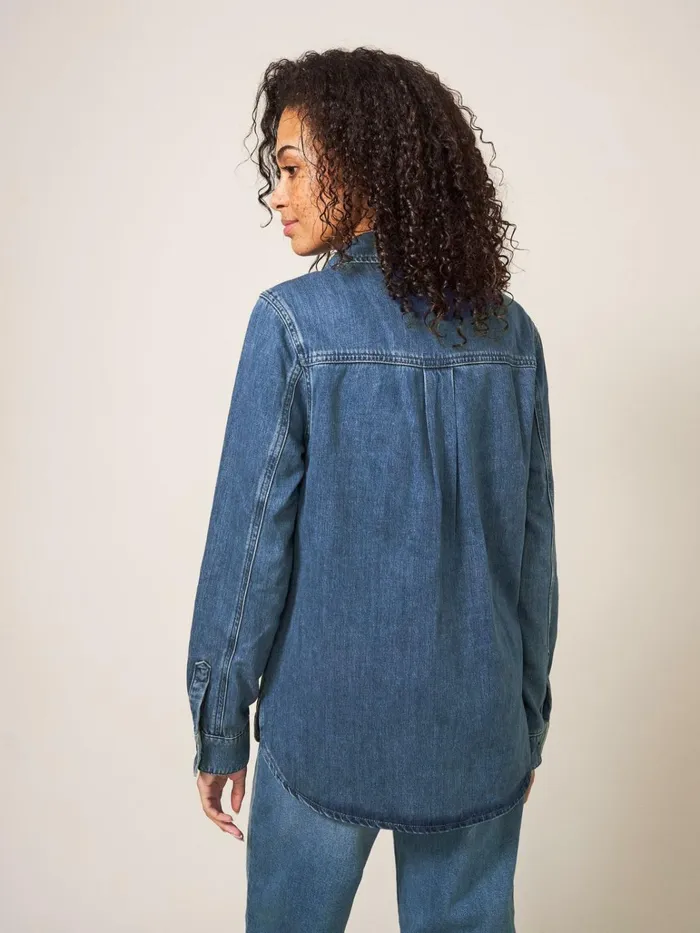 Women White Stuff Tops And Tshirts Blair Denim Shirt Mid Denim