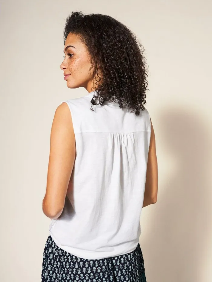 Women White Stuff Tops And Tshirts Flowing Grasses Sleeveless Jersey Shirt Brilliant White Women White Stuff Tops And Tshirts Flowing Grasses Sleeveless Jersey Shirt Brilliant White