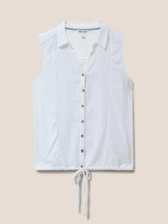 Women White Stuff Tops And Tshirts Flowing Grasses Sleeveless Jersey Shirt Brilliant White Women White Stuff Tops And Tshirts Flowing Grasses Sleeveless Jersey Shirt Brilliant White