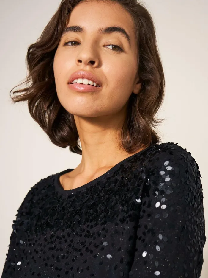 Women White Stuff Tops And Tshirts ROXY SEQUIN TOP Charcoal Grey Women White Stuff Tops And Tshirts ROXY SEQUIN TOP Charcoal Grey